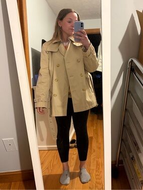 Gallery Beige Double-Breasted Trench Coat